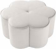 Flower shape cream velvet ottoman additional photo 2 of 2
