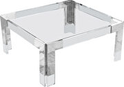 Chrome / glass glam style square coffee table by Meridian additional picture 3