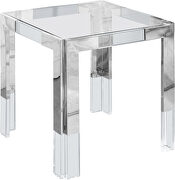 Chrome / glass glam style square end table by Meridian additional picture 3