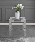 Chrome / glass glam style square end table by Meridian additional picture 4