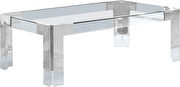 Silver / glass glam style rectangular coffee table by Meridian additional picture 3