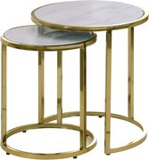 2pcs nested coffee table set w/ gold and faux marble by Meridian additional picture 2