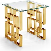 Clear glass top / golden legs coffee table by Meridian additional picture 3