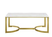Modern white marble top / golden base cocktail table by Meridian additional picture 2