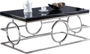 Black glass top / chrome legs modern coffee table by Meridian additional picture 5