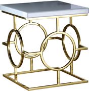 White glass top / golden legs modern coffee table by Meridian additional picture 3