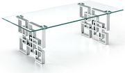 Glass top / stainless steel base coffee table by Meridian additional picture 2
