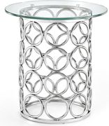 Round glass modern coffee table w/ metal base by Meridian additional picture 3
