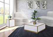 Glam contemporary style white faux marble cocktail table by Meridian additional picture 2
