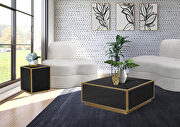 Glam contemporary style black faux marble cocktail table by Meridian additional picture 2