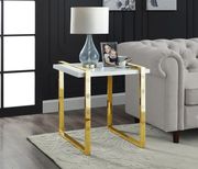 Gold / white high gloss contemporary coffee table by Meridian additional picture 5
