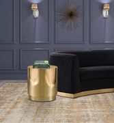 Gold metal round drum style coffee table by Meridian additional picture 8