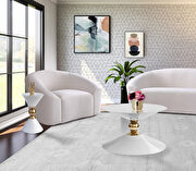 Round ultra-contemporary stylish white end table additional photo 2 of 4
