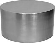 Round cylinder silver contemporary coffee table by Meridian additional picture 4