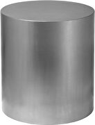 Round cylinder silver contemporary end table by Meridian additional picture 4