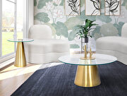Round glass top / gold base contemporary coffee table by Meridian additional picture 2