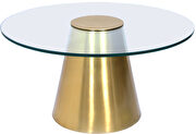 Round glass top / gold base contemporary coffee table by Meridian additional picture 6