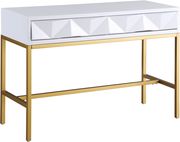 White laquer / gold metal console table / display by Meridian additional picture 3