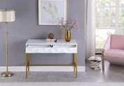 White laquer / gold metal console table / display by Meridian additional picture 5
