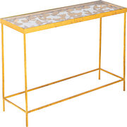 Stylish glass top golden base console table by Meridian additional picture 3