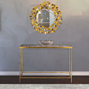 Stylish glass top golden base console table by Meridian additional picture 5