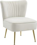 Elegant modern channel tufting chair in cream by Meridian additional picture 3
