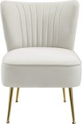 Elegant modern channel tufting chair in cream by Meridian additional picture 4