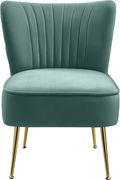 Elegant modern channel tufting chair in green by Meridian additional picture 4