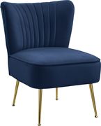 Elegant modern channel tufting chair in navy by Meridian additional picture 3