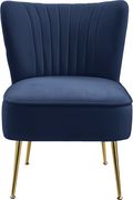 Elegant modern channel tufting chair in navy by Meridian additional picture 4