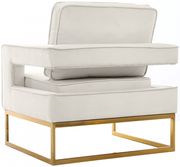 Gold stainless steel base chair in cream velvet fabric by Meridian additional picture 2