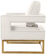 Gold stainless steel base chair in cream velvet fabric by Meridian additional picture 3