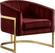 Velvet burgundy fabric contemporary chair by Meridian additional picture 4
