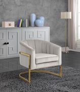 Velvet cream fabric contemporary chair by Meridian additional picture 2
