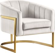 Velvet cream fabric contemporary chair by Meridian additional picture 4
