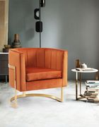 Velvet cognaq fabric contemporary chair by Meridian additional picture 3