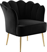 Modern accent chair in black velvet w/ gold legs by Meridian additional picture 2