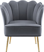 Modern accent chair in gray velvet w/ gold legs by Meridian additional picture 3