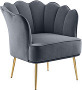 Modern accent chair in gray velvet w/ gold legs by Meridian additional picture 5