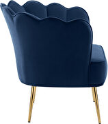 Modern accent chair in navy blue velvet w/ gold legs by Meridian additional picture 2