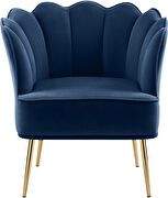 Modern accent chair in navy blue velvet w/ gold legs by Meridian additional picture 3