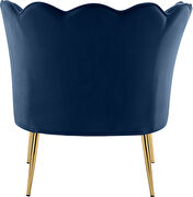 Modern accent chair in navy blue velvet w/ gold legs by Meridian additional picture 4