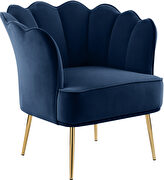 Modern accent chair in navy blue velvet w/ gold legs by Meridian additional picture 5