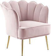 Modern accent chair in pink velvet w/ gold legs by Meridian additional picture 2
