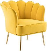 Modern accent chair in yellow velvet w/ gold legs by Meridian additional picture 2