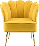 Modern accent chair in yellow velvet w/ gold legs by Meridian additional picture 4