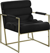 Channel tufted black velvet / gold frame chair by Meridian additional picture 6