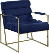 Channel tufted blue velvet / gold frame chair by Meridian additional picture 6