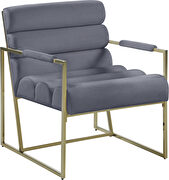 Channel tufted gray velvet / gold frame chair by Meridian additional picture 2