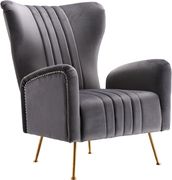 Gray velvet accent chair w/ golden legs by Meridian additional picture 4